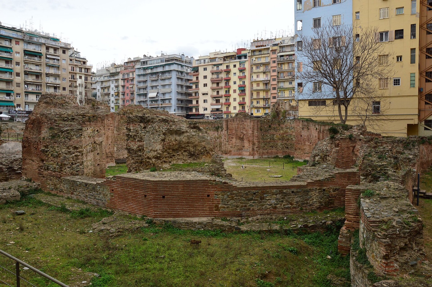 Ruins of the Galerian palace Octagon below street level at Navarinou